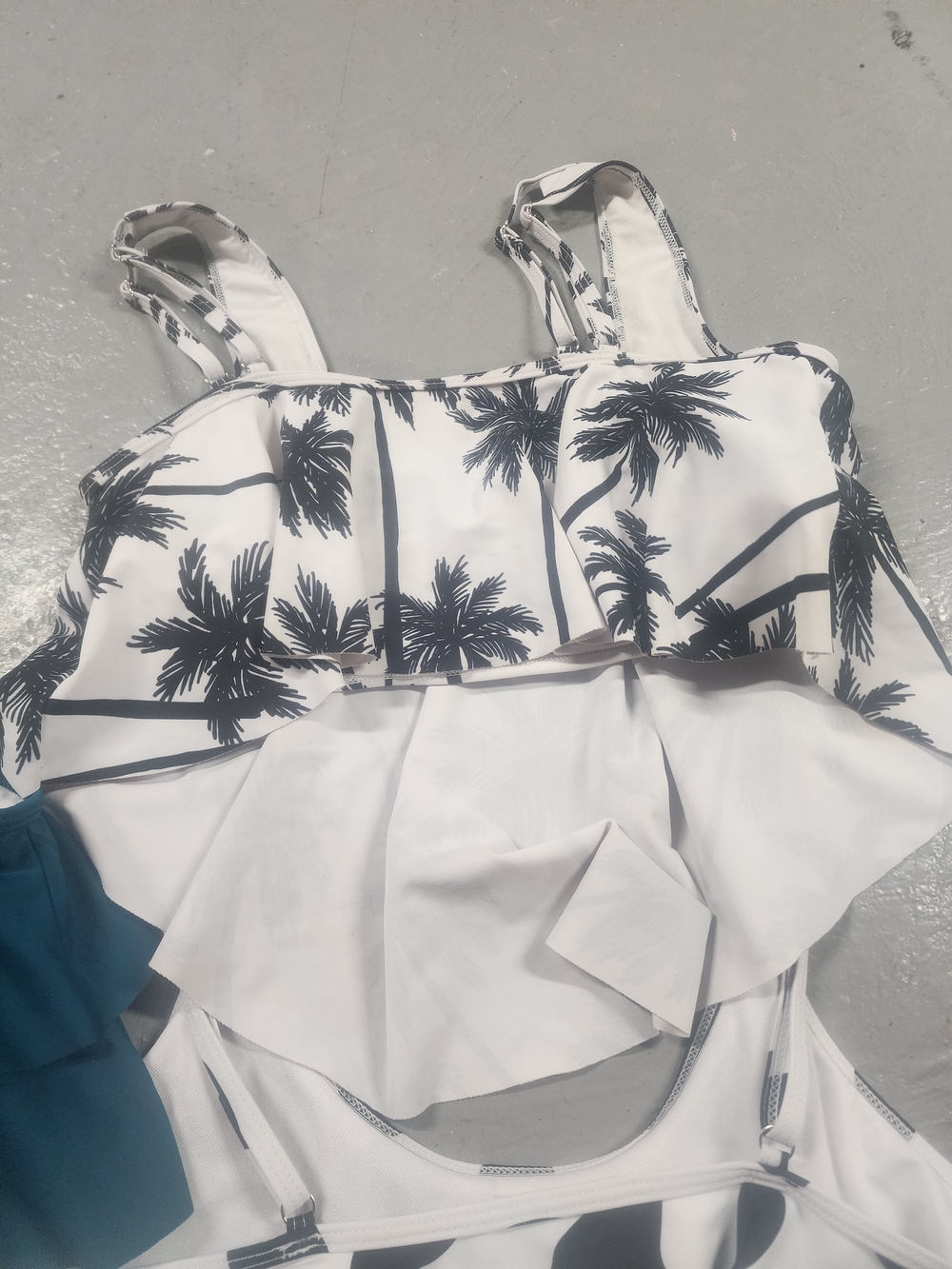 Trio of Flounce Swim Tops - Teal and Black/White Prints - Picture 7 of 8